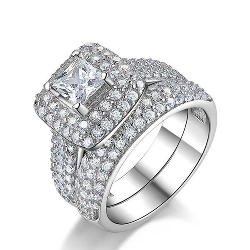 Trendy Luxury 925 Sterling Silver Ring Set