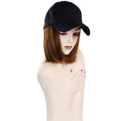 Short Wigs Heat Resistant Fiber Black Wig Hat