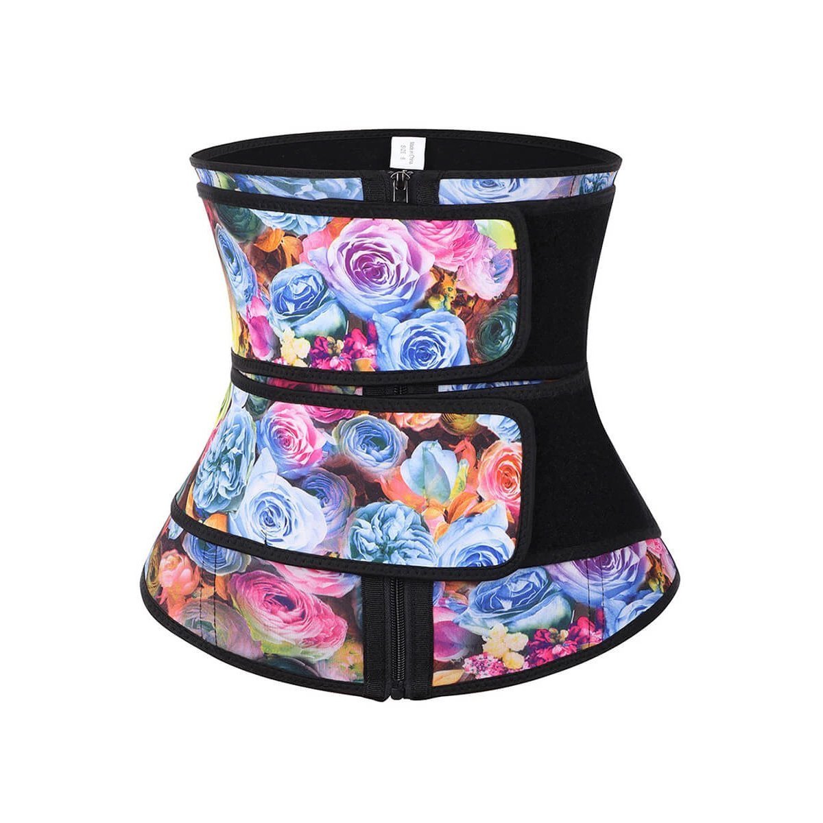 Rose Print Double Belts Waist Cincher 2.0