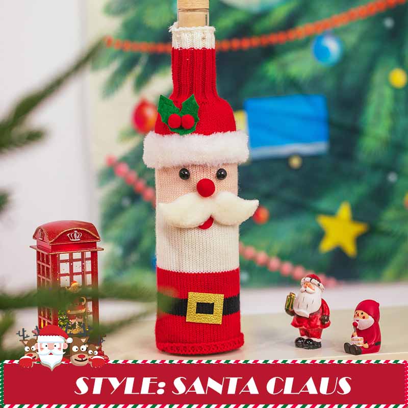 🎄Christmas Decoration-Cartoon Santa Claus Red Wine Bottle Set🎄