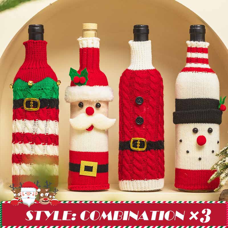 🎄Christmas Decoration-Cartoon Santa Claus Red Wine Bottle Set🎄