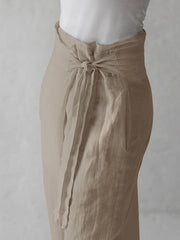 Solid High-Waist Pleated Trousers Casual Pants